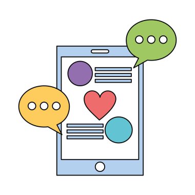 konuşma kabarcıkları ve kalp ile akıllı telefon