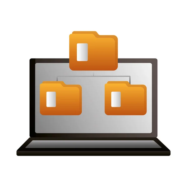 Laptop data folder transfering copy — Stock Vector