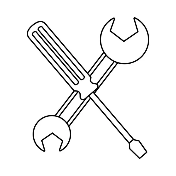 Gekruiste schroevendraaier en spanner — Stockvector