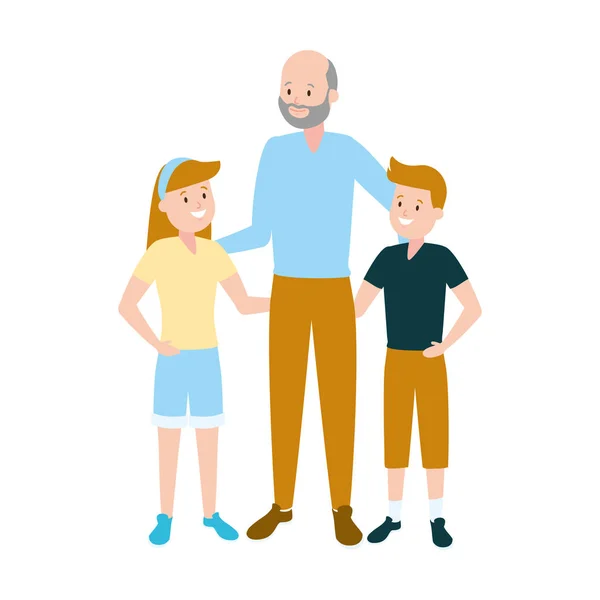 Farfar och barn — Stock vektor