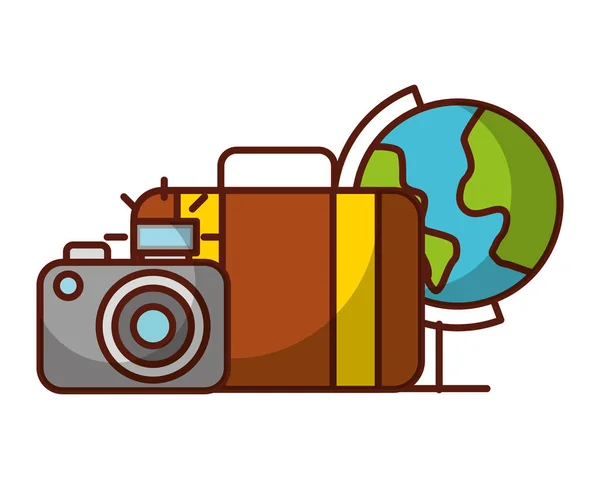 Wakacje na walizki i podróże aparatem fotograficznym — Wektor stockowy