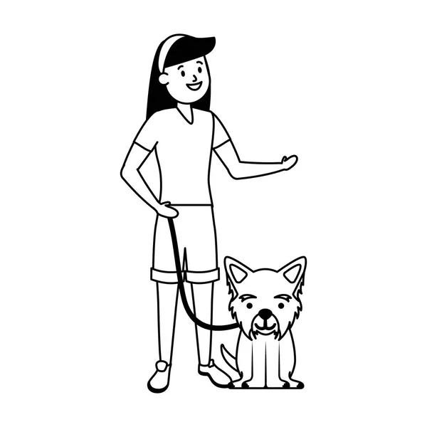 Meisje met zijn hond — Stockvector