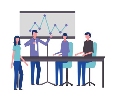iş adamları ve kadın ofis toplantı sunum raporu