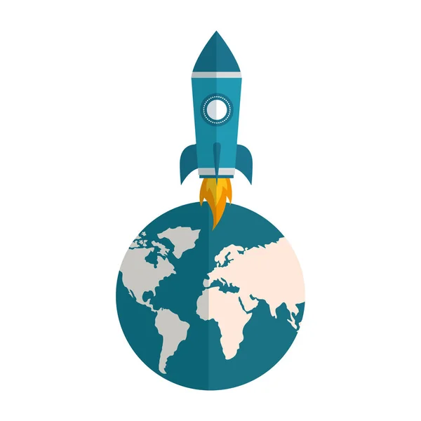 Raket lancering Startup wereld succes — Stockvector