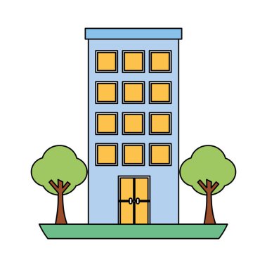 ağaçlar bitkiler izole simgesi ile bina yapısı