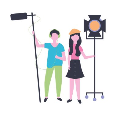 mikrofon ve ışık üretim film film ile erkek ve kadın