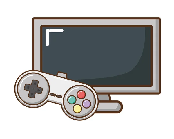 Televisie scherm en video game control — Stockvector