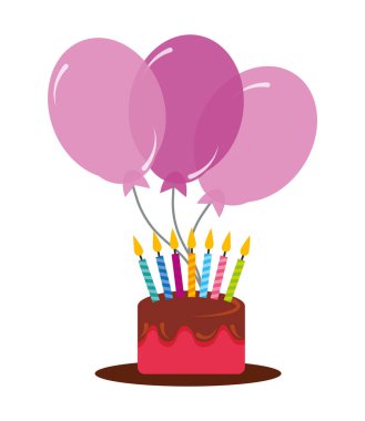 mumlar ve balonlar dekorasyon ile doğum günü pastası