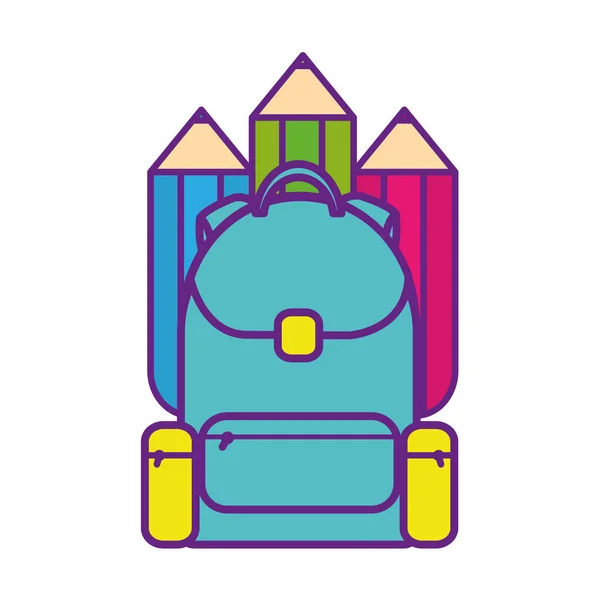 Väska skola med färger isolerad ikon — Stock vektor