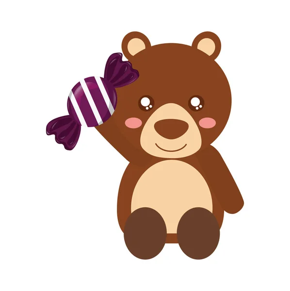 Carino orso holding dolce caramella — Vettoriale Stock