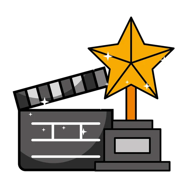 Trophy and clapperboard cinema movie — Stock Vector