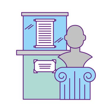 kaide sergi müzesinde parşömen heykel büstü