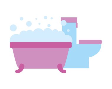 tuvalet ve küvet kabarcıklar banyo