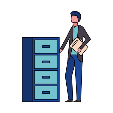 ofis kabine organizatörü ile adam