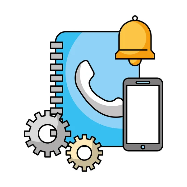 Könyv címe smartphone harang Call Center — Stock Vector