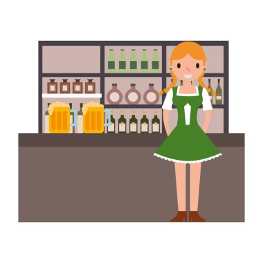 tipik elbise ile Alman kadın çubuk