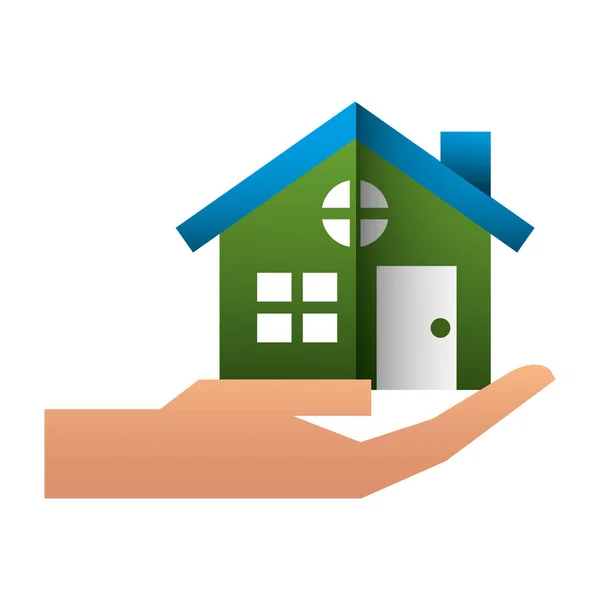 Hand with house building icon — Stock Vector