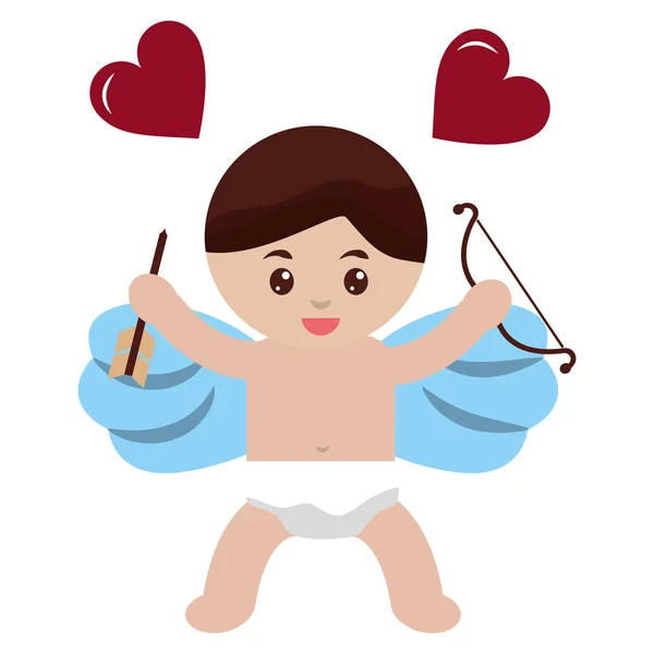 Söt Cupid med Arrow firande Valentine — Stock vektor
