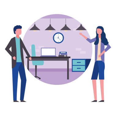 iş adamı ve kadın ofis mobilya aksesuarları