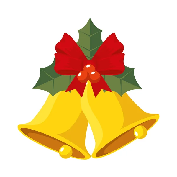 Weihnachtsglocken und Blätter dekoratives Symbol — Stockvektor