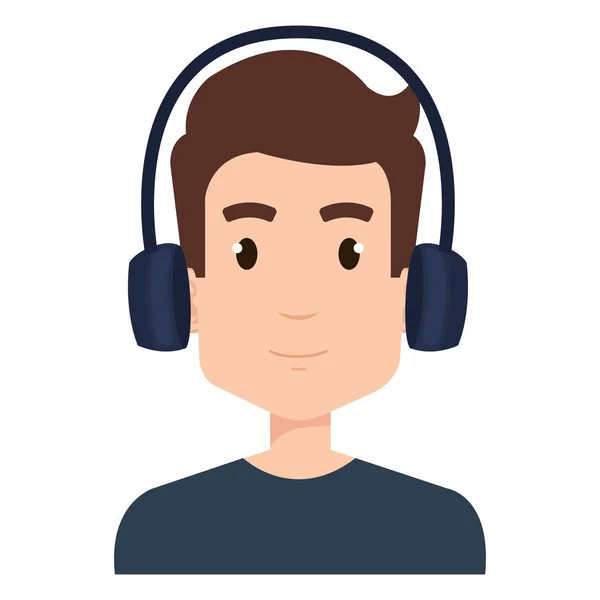 Young man with earphones — Stock Vector