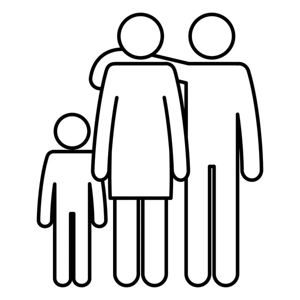 Padre y madre con siluetas de hijo — Vector de stock