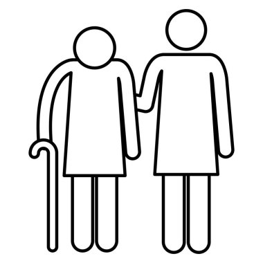 kızı siluetleri ile Büyükanne karakterler avatarları