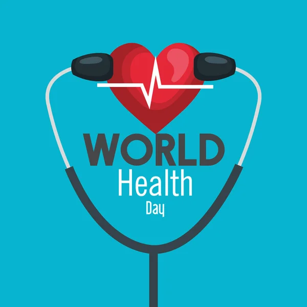 Heartbeat med stetoskop utrustning till Health Day — Stock vektor