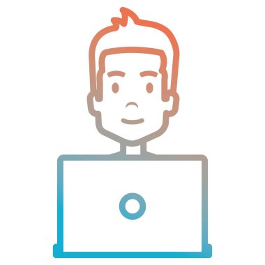 dizüstü avatar karakter ile genç adam