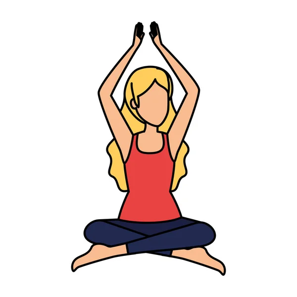 Mulher praticando posição de ioga de lótus — Vetor de Stock