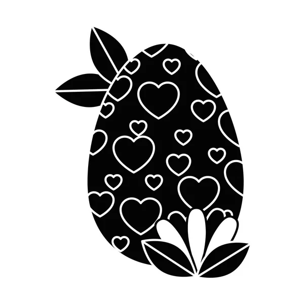 Huevo de Pascua pintado con corazones y hojas — Vector de stock