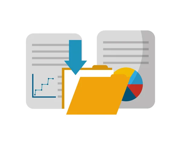 Carpeta con documento y gráfico estadístico — Vector de stock