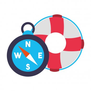 deniz pusula şapka ve lifebuoy