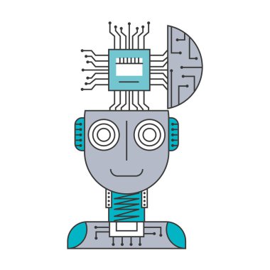 mikroçip izole simgesi ile robot humanoid