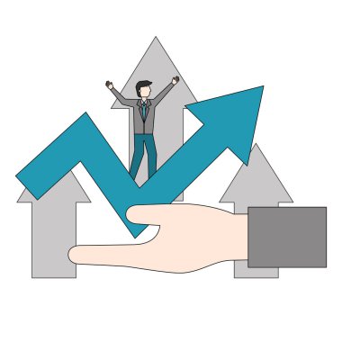 büyüme okları üzerinde el tutma işadamı