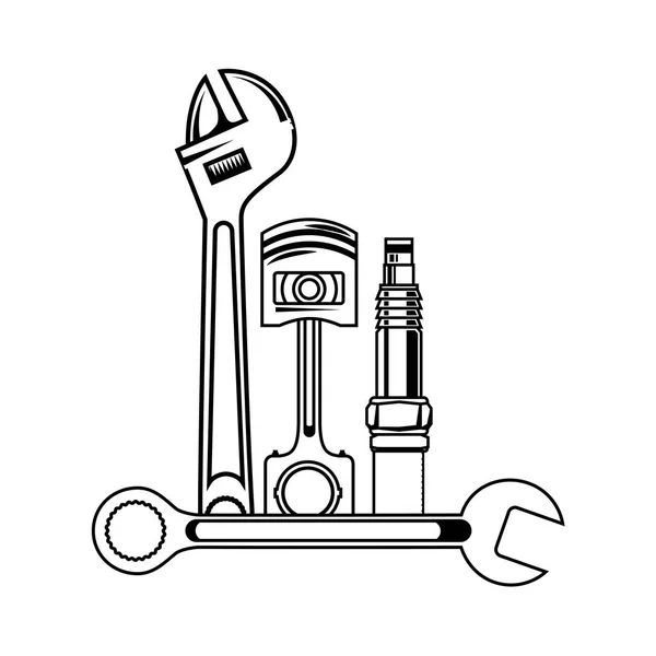 Set icona utensili meccanici — Vettoriale Stock