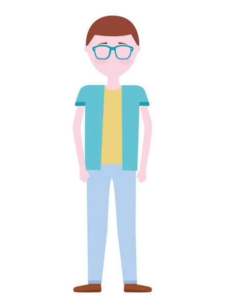 Молодой человек в очках персонаж аватара — стоковый вектор