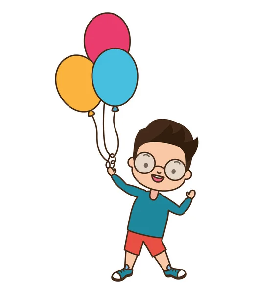 Mladý chlapec drží balónky — Stockový vektor