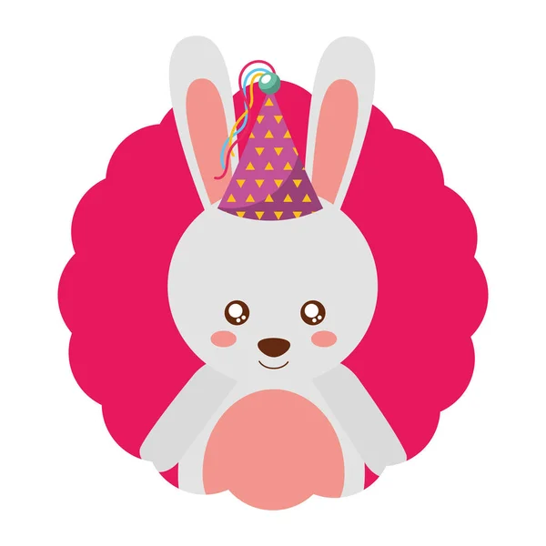 Mignon lapin fête chapeau anniversaire — Image vectorielle