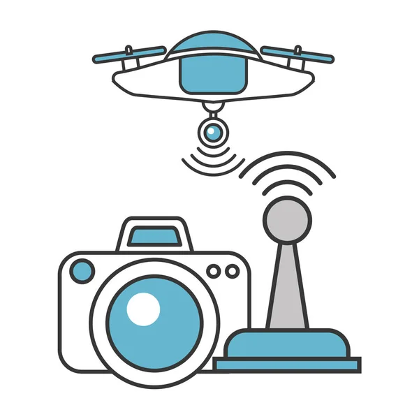 Camera and control signal drone technology — Stock Vector