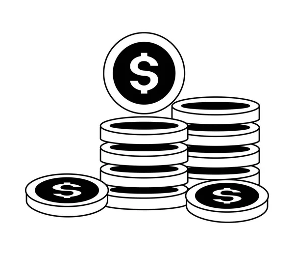 Coins stacked money — Stock Vector