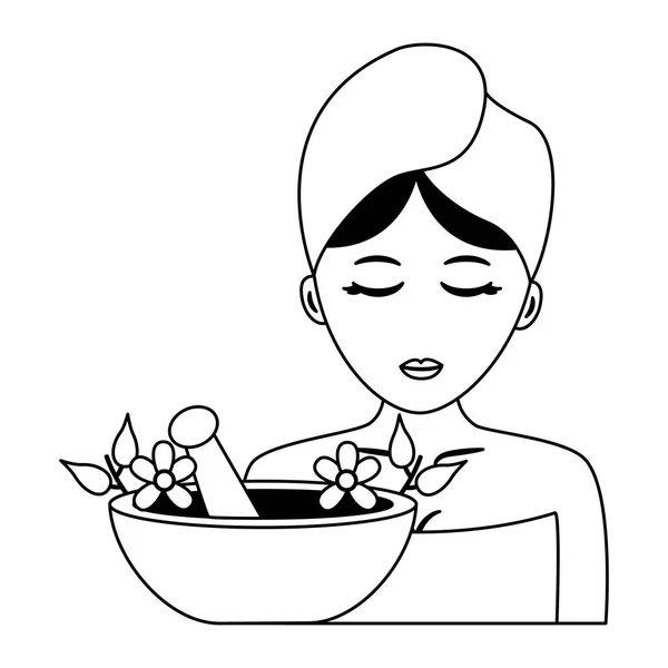 Mujer con toalla spa — Vector de stock