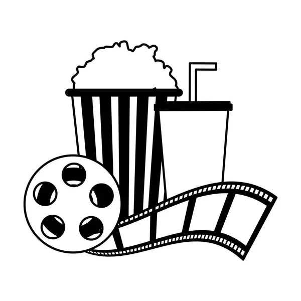 Bioscoop popcorn en soda Reel strip film film — Stockvector