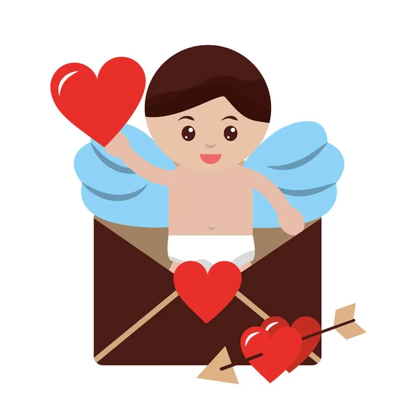 Ładny Cupid wiadomość miłość Walentynki — Wektor stockowy