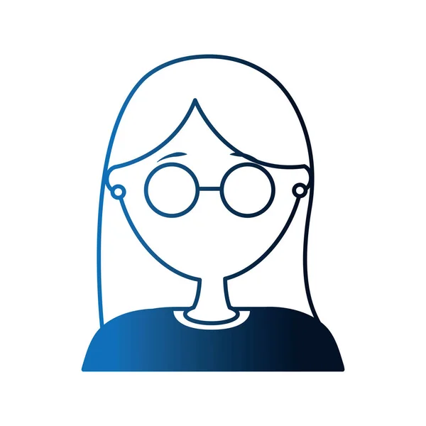 Wanita kepala dengan karakter avatar kacamata mata - Stok Vektor