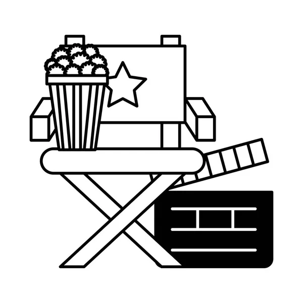 Réalisateur chaise popcorn et clapboard cinéma film — Image vectorielle