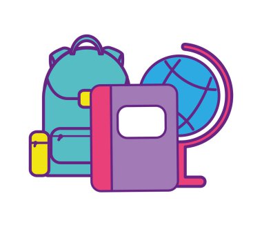defter ve küre ile çanta okul