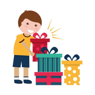 hediyeler doğum günü ile mutlu çocuk