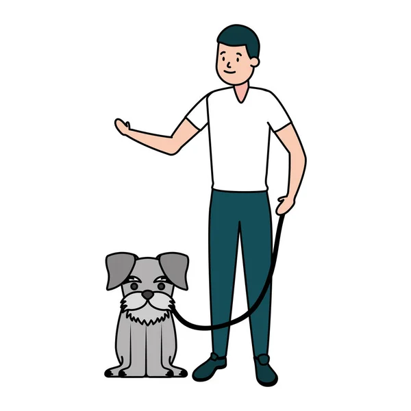 Man met zijn hond — Stockvector