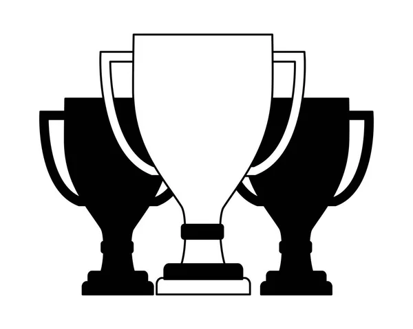 Set trophy award cup isolated icon — Stock Vector